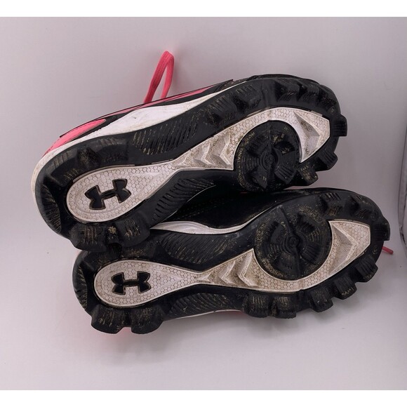 Under Armor Cleats Kids Size 12K Black Pink Lead Off Baseball Shoes - Picture 5 of 7